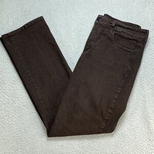 NYDJ Jeans Womens 8 Petite Brown Straight Leg Mid Rise Rhinestones 29x28